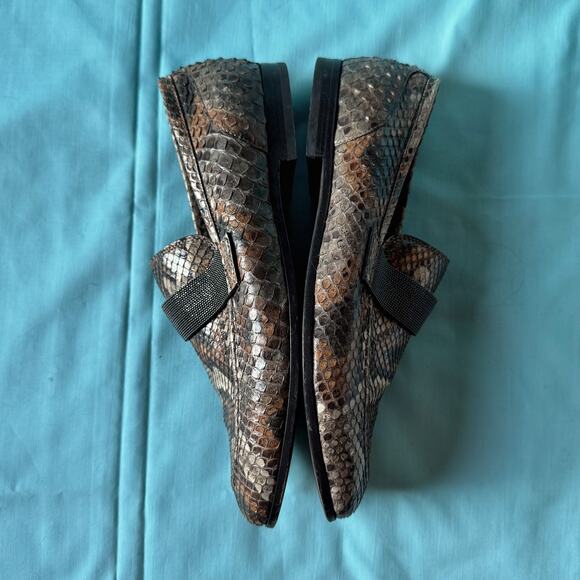 Brunello Cucinelli Python Loafers with Monili Strap, Women's size 38 - Picture 6 of 11